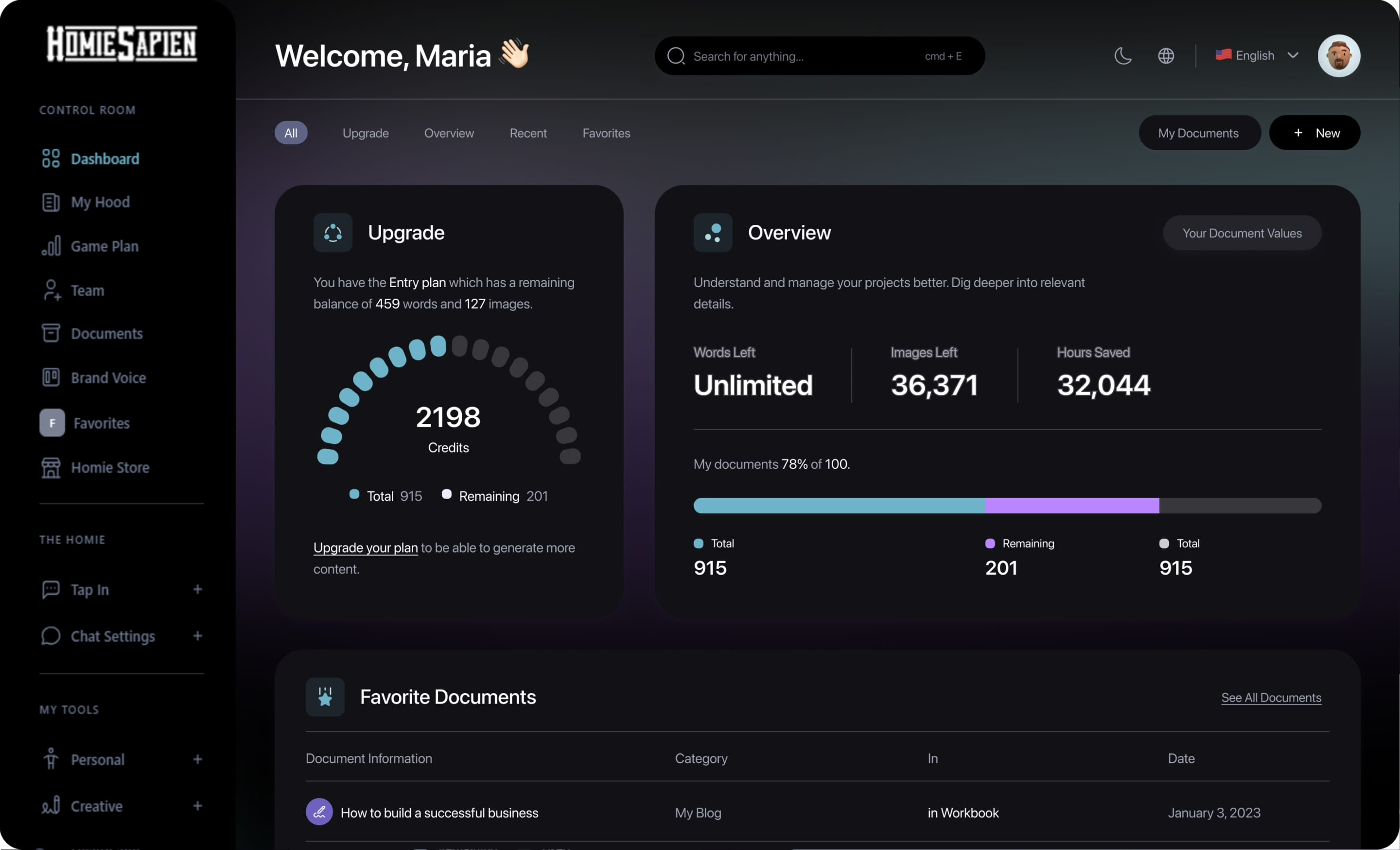 Image of HomieSapien | AI Lifestyle Automation dashboard